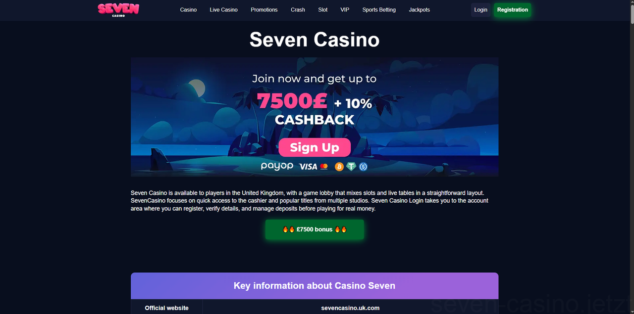 Seven Casino - Modernes Online Casino mit 450% Willkommensbonus Casino